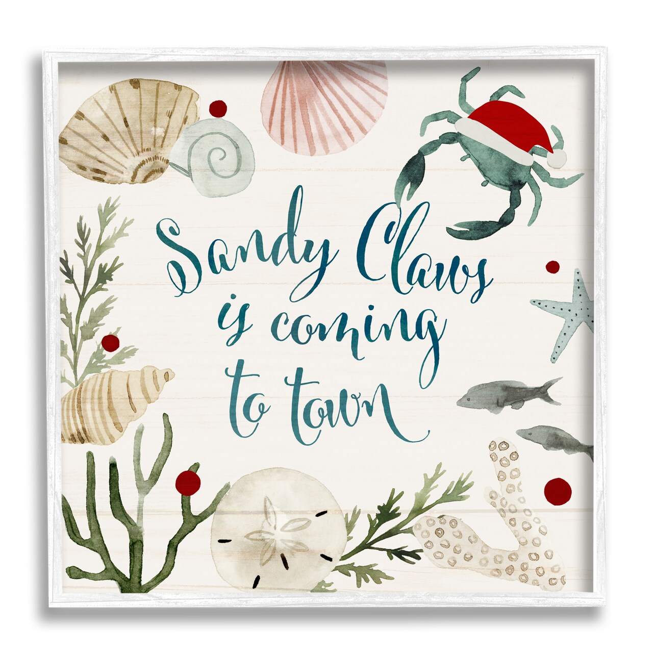 Stupell Industries Santa Claus Nautical Holiday Pun Framed Giclee Art